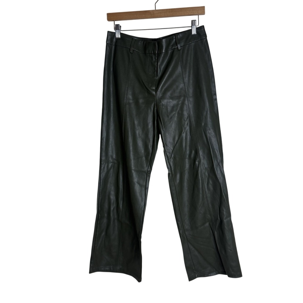 Avec Les Filles Pants Womens Small Faux Leather High Rise Straight Leg Modern